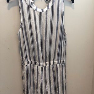 White and Blue Striped Romper